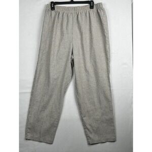 Briggs New York Petite Gingham Pull On Pants Tan White Linen Blend Size P 1682